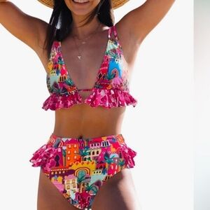 Colorful Ruffle Bikini Set